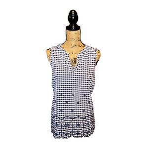 IZOD Shirt Womens Blue White Checkered Sleeveless Size L